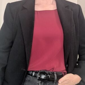 100% silk tank top, burgundy wine color, size 12, quiet luxury